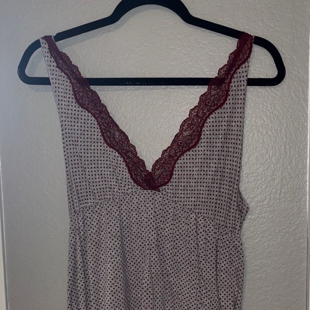 Matty M Burgundy and White Polka Dot Blouse
